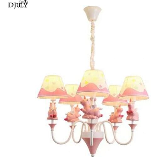 Nordic girl bedroom deco Flying horse chandelier romantic home deco resin fabric lighting fixtures study living room luminaire