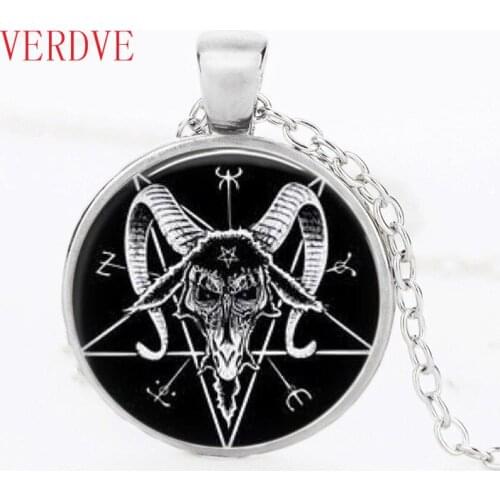 Constellation Vintage Goat Skull glass Photo pendant necklace personality pendnat Art picture necklace for women jewelry