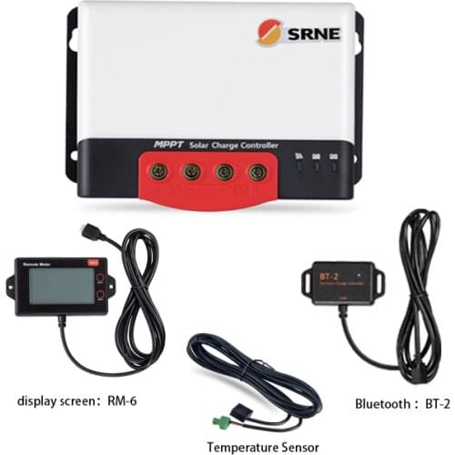 SRNE MC2420N10 20A 12V24V Auto MPPT Solar Charge Controller for lithium batteries solar PV regulator Charger with BT-2 RM-6 LCD