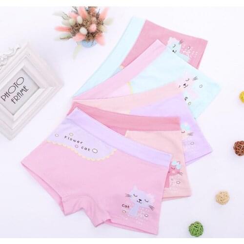 Children Girls Underpants Cartoon Cats Print Random Color Kids Underwear Boxer Briefs for 2 3 4 years old