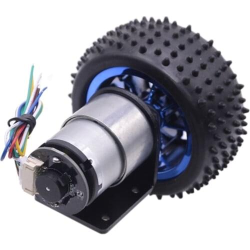 Smart car kit JGB37-520 geared motor + 85mm wheel + bracket + coupling 12-24V balance car robot chassis motor Huoer encoder