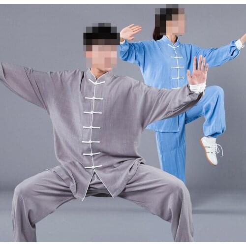 Unisex Spring&Autumn cotton&linen kung fu martial arts suits wushu uniforms taijiquan tai chi clothing gray/blue/pink