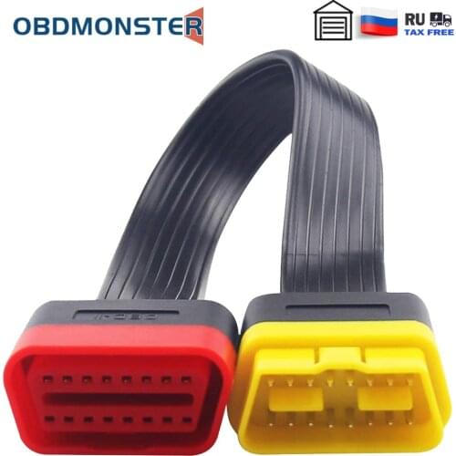 Universal OBD2 Extension Cable Male to Female Connector Adapter 16 Pin Flat Ribbon Cord Car Diagnostic Extender