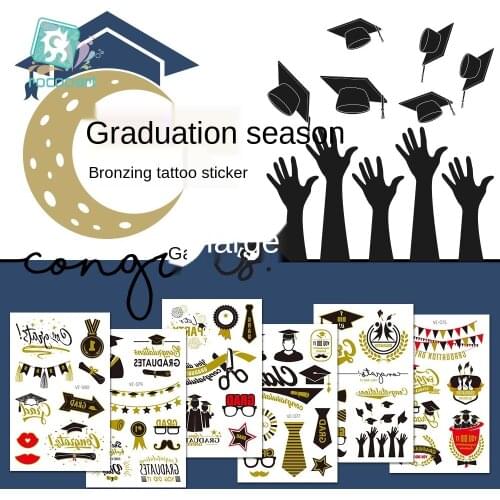 Temporary Tattoo Sticker Metallic Fake Tatoo Student Graduation Season Flash Tatto Waterproof Body Art face stickers
