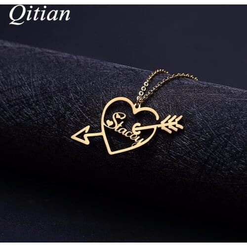 Customized Name Necklace With Arrow heart Necklaces & Pendants For Women Stainless Steel Men Jewelry Customized Gift
