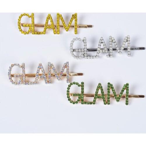 Luxuy Crystal Letter GLAM Hairpins Women Statement ZA Hair Clips Girls Cute Jewelry Bridal Pearl Hairpins Female Long Barrettes