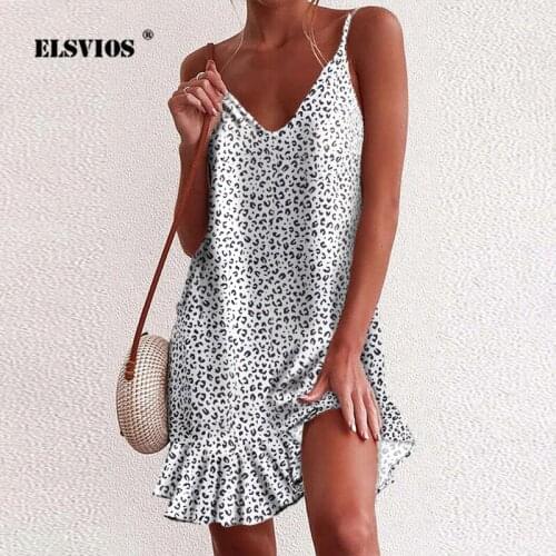2020 Elegant V Neck Backless Summer Beach Dress Women Floral Print Ruffle Straps Mini Dress Female Loose Casual Sundress Vestido