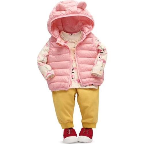 Vest Jackets For Girls Boys Autumn Winter Lightweight Outerwear Kids Sleeveless Solid Color Ear Hooded Clothes Child Waistcoat