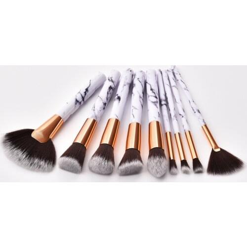 1Set Makeup Brushes Set Marbel Style FAN Brush High Quality Plastic Handle Microbrush Facial Use Brushes Set