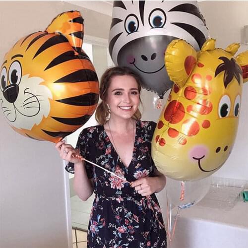 1pc Jungle Animal Tiger Lion Monkey Zebra Giraffe Cow Air Helium Balloon Kids Safari Birthday Party Decor Zoo Theme Supplies