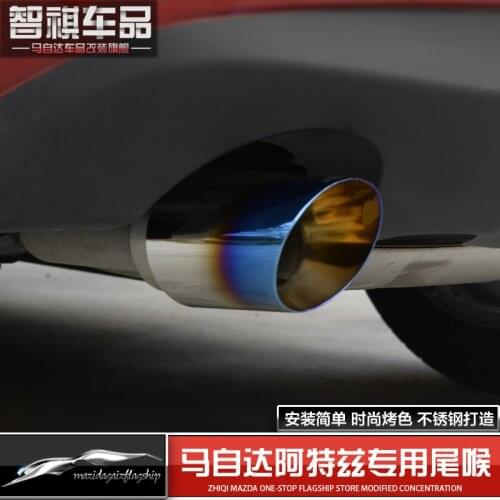 1pcs Tail throat stainless steel single exhaust pipe muffler exterior decoration For Mazda atenza 2018