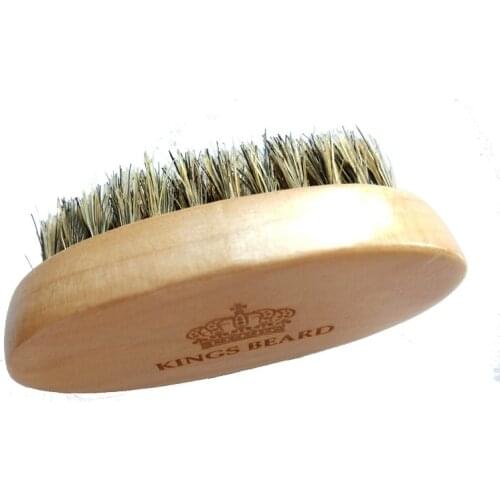 Boar Bristle Beard KING Mini Brush Handmade Mustache Pocket portable brush For Men Beard Care Engrave Logo