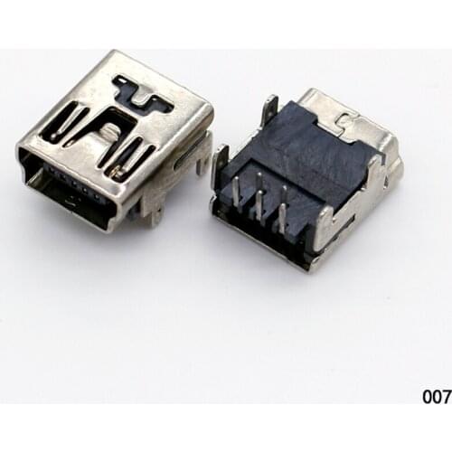 1X DIY MIni USB B 5 pins female jack 90 degree plane connector socket interface Welding plug For Phone mp3 mp4 Tablet ect