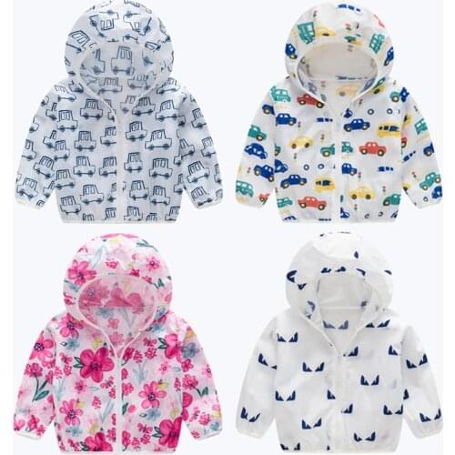 2019 Summer childrens wearcartoons sun protection clothing boys girls pure cotton Anti-UV jacket Beach Zipper Clothes