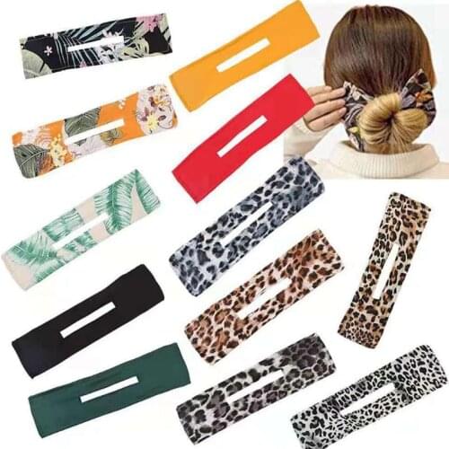 2021 New Fashional Deft Bun Print Floral Hair Accessories Women 35cm Magic Hair Styling Donut French Twist Curler Maker