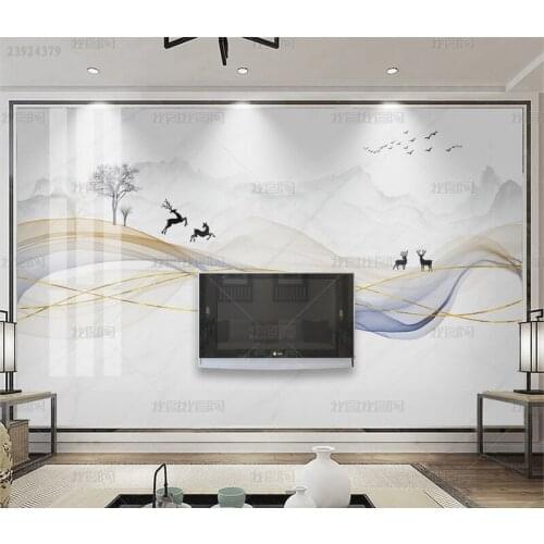 3D marble ink landscape painting mural TV sofa new Chinese modern simple background wall decorative painting wallpaper