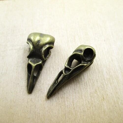 5pcs 10x15x32mm Bird Skull Head charms pendants, Zodiac Charm DIY necklace/ bracelets charms antique Bronze tone