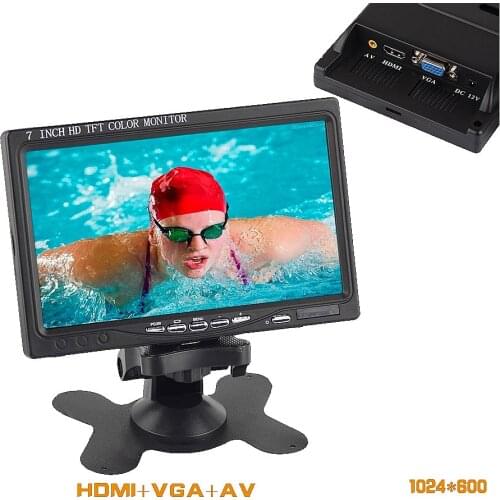 7''inch LCD screen Raspberry PI 3 display car monitor HDMI+VGA+AV 1024*600 HD LCD Touch screen support Free shipping