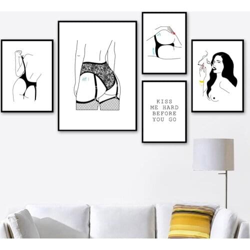 Abstract Sexy Girl Lace Rose Wall Art Canvas Painting Nordic Posters And Prints Black White Wall Pictures For Living Room Decor