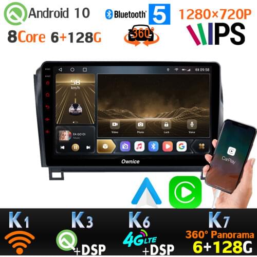 Android 10.0 6G+128G 1280*720P For Toyota Sequoia Tundra CarPlay 360 Panoramic Camera GPS SPDIF Radio Head Unit DSP 4G LTE WiFi