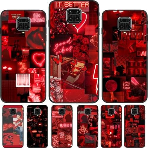 Red Aesthetic Collage For Xiaomi Redmi Note 10 Pro 8T 9S Note 7 8 9 Pro Case For Redmi K40 9C 9A 9T Back Cover