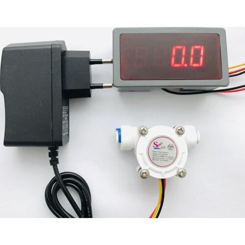 US208MA Digital Flow Meter with YF-S402B Flow Sensor Turbinemeter Zhongjiang Sea Portable Display and Power Supply Plug and Play
