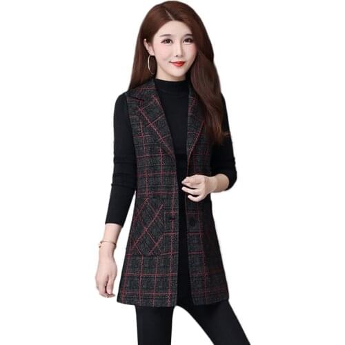 Plus Size 5xl Elegant Fashion Moms Vest Long plaid middle aged Womens Sleeveless Jacket Cotton Vest Feminine Coat sherpa