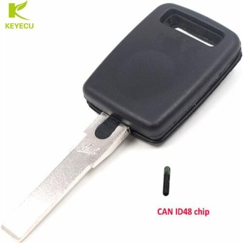 KEYECU New Replacement Car Ignition Transponder Key With CAN ID48 Chip FOR Audi A3 A4 A6 TT with HU66 Uncut key blade