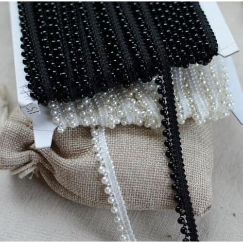 5 Yards 1cm Width Fake Pearl Beaded Lace Trim Vintage Mesh Fabric Wedding Lace Beaded Pearl Trim Free Shipping