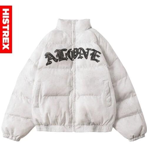 HISTREX New 2021 Vintage Retro Printed Letter Men Parkas Jacket Warm Windbreaker Padded Thicken Male Jacket Parka Man Women