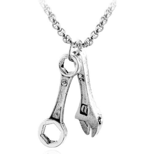 Motorcycle Spanner Pendant Necklaces Jewelry Classic Motor Biker Wrench Necklace Mechanic Tools Chain For Men Jewelry Gifts