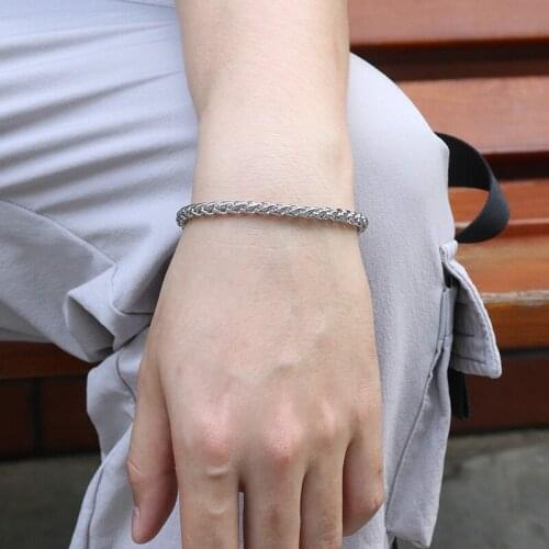 Men Silver Color Bracelet Trendy Twisted Dragon Bone Link Chain Fashion Unisex Hip Hop Bracelet Party Jewelry Decor Accessories