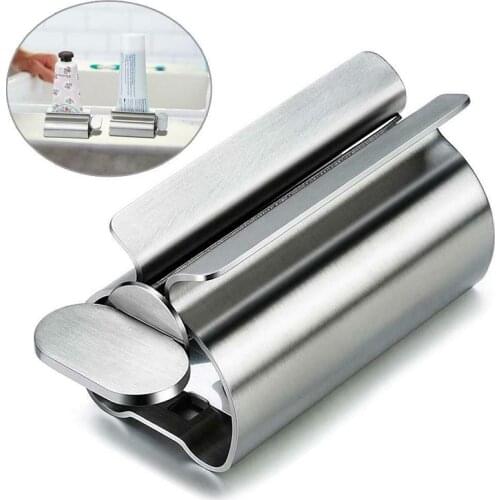 Bathroom Accessories Set Rolling Toothpaste Squeezer Tube Toothpaste Dispenser Toothbrush Holder Rack Stainless Steel Dispenser