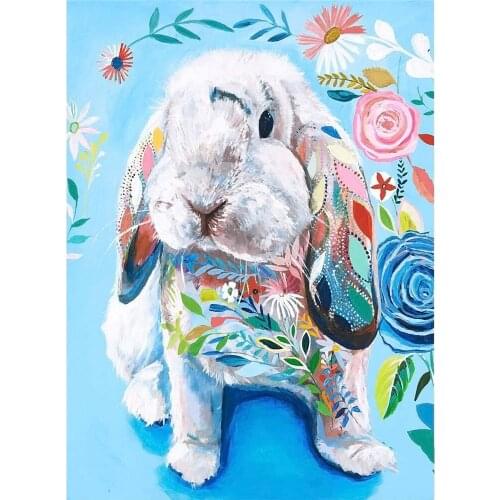 Animal Rabbit DIY Cross Stitch 11CT Embroidery Kits Needlework Craft Set Cotton Thread Printed Canvas Home Decoration Sale