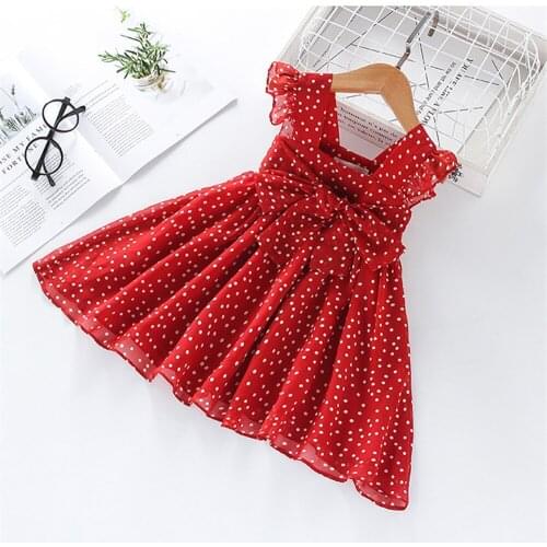 New foreign trade childrens clothing girls dress summer Korean style polka dot sleeveless princess dress
