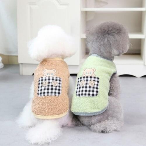 Autumn And Winter Pet Clothes Dog Cotton Clothes Thicken Plus Velvet Teddy Small Dog Pet Clothes Winter Pocket Bear Cotton Vest