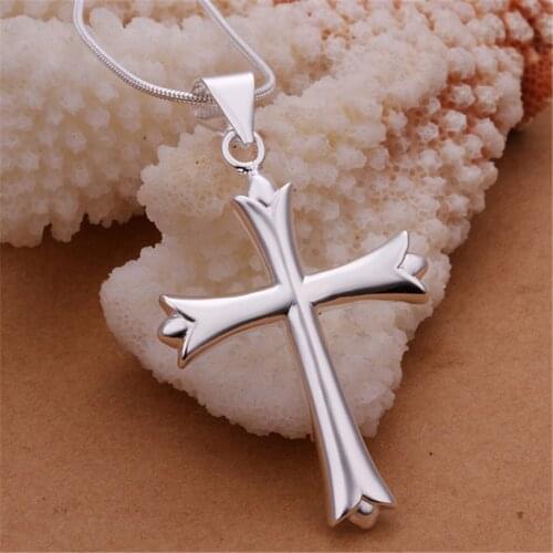 Wholesale CUTE wedding party women lady silver color necklace new special simple fashion women cross necklace N290