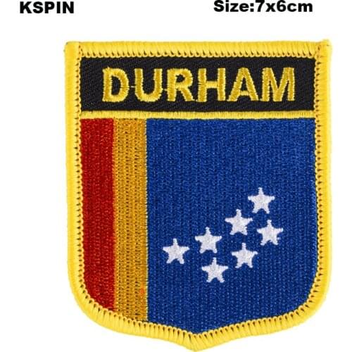 Durham Shield Shape Flag patches embroidered flag patches national flag patches for Cothing DIY Decoration