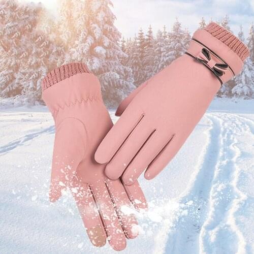 Gloves Fashion Winter Women Gloves Windproof Internal Plush Warm Lady Mittens Touch Screen Skin-friendly Soft Female Gloves
