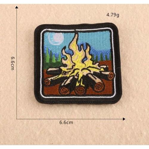 Full Embroidered Bonfire Campfire Iron On Patch Embroidered Embroidery Clothes Patch For Clothing Clothes Stickers Garment