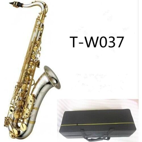 Professional Quality Tenor Bb Saxophone Nickel plated silver Surface Gold Key B Flat Sax With Mouthpiece Reeds Accessories