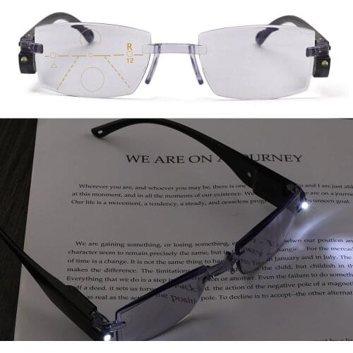 Progressive Presbyopic LED Light Magnetic Therapy Anti Blue Light 100-350 Degrees Intelligent Zoom Multifocal Eyeglasses