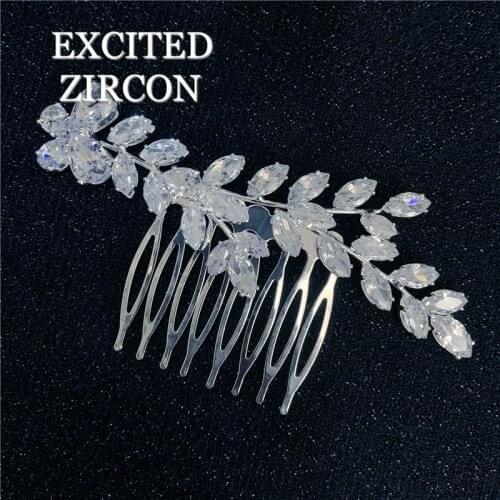 Luxury Fashion Bride Elegant Wedding Hair Comb Shiny zircon Rhinestone Lady Hairpin Bride Girl Jewelry Headdress