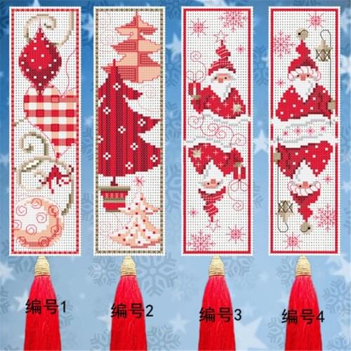 Christmas Cross Stitch Bookmark Christmas Plastic Fabric Needlework Embroidery Crafts Counted Cross-Stitching Kit