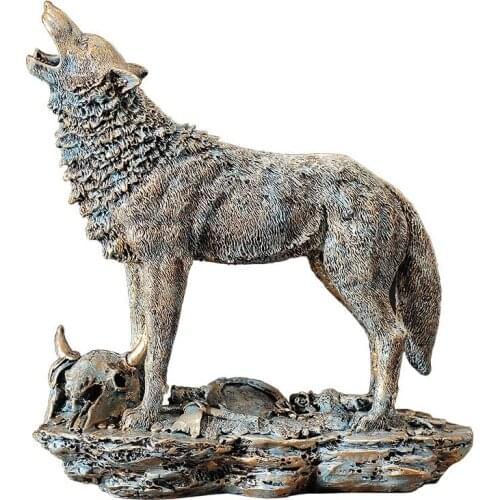 RESIN WOLF STATUE ANIMALS FIGURINE WOLF WILDLIFE ORNAMENT ANIMAL TOTEM WOLF DOG SCULPTURE CRAFTS HOME DECORATIONS GIFT R1312