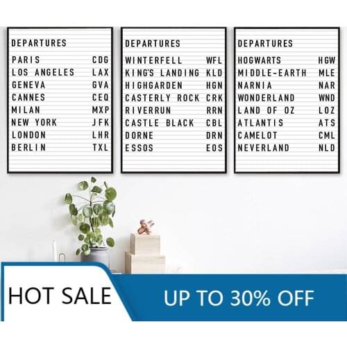 Departures Country List Wall Art Canvas Painting Poster Print Paris New York Netherland Wall Decor For Aesthetic Home Decoration