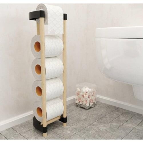 T&T Design Ahşap Yedek Hazneli Tuvalet Kağıtlığı Banyo WC Kağıtlık