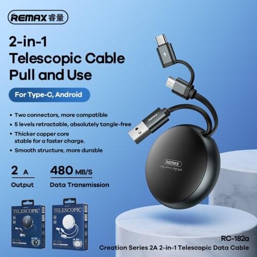 Two-in-one telescopic cable data cable Suit for Apple and Android