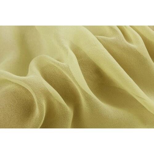 Howmay 100% pure silk fabric georgette 8m/m 138cm 54" yellow green 23# lightweight soft tulle for dress or scarf