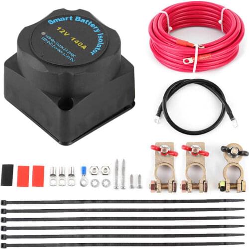 140A Smart Dual Battery Isolator Voltage Sensitive Relay Accessory for Car RV SUVs Yachts ABS + Rubber Car Switch Relay